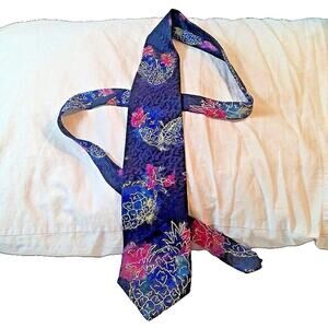 MBP Abstract Pineapple Neck-Tie Black/Pink/Blue/Yellow 57 Inches EUC